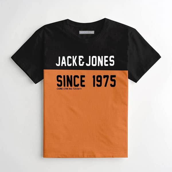 J & J Orange Black Combo Signature Tee