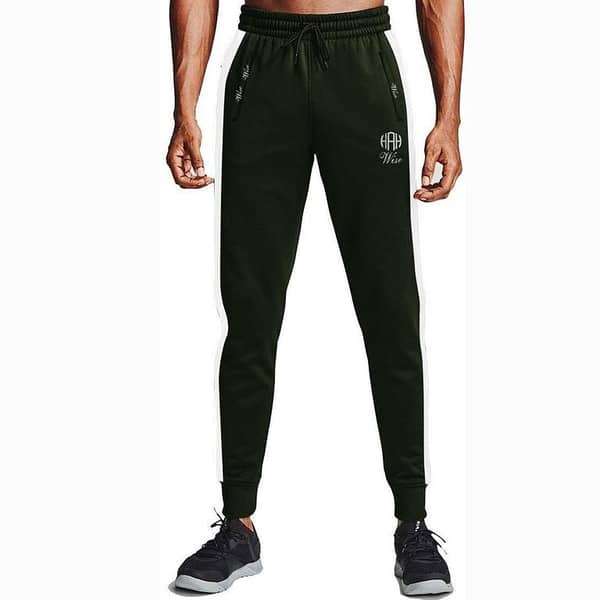 MEN CLOSE BOTTOM POLYESTER OLIVE GREEN PANEL TROUSER