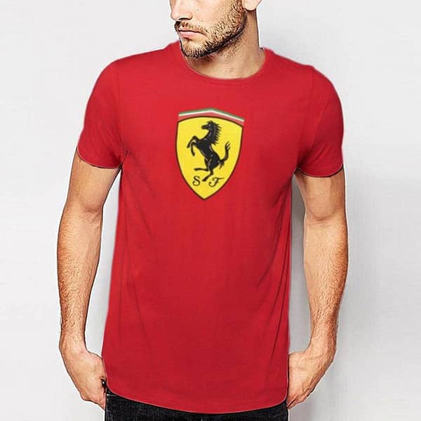 FERARI LOGO PRINTED RED T SHIRT