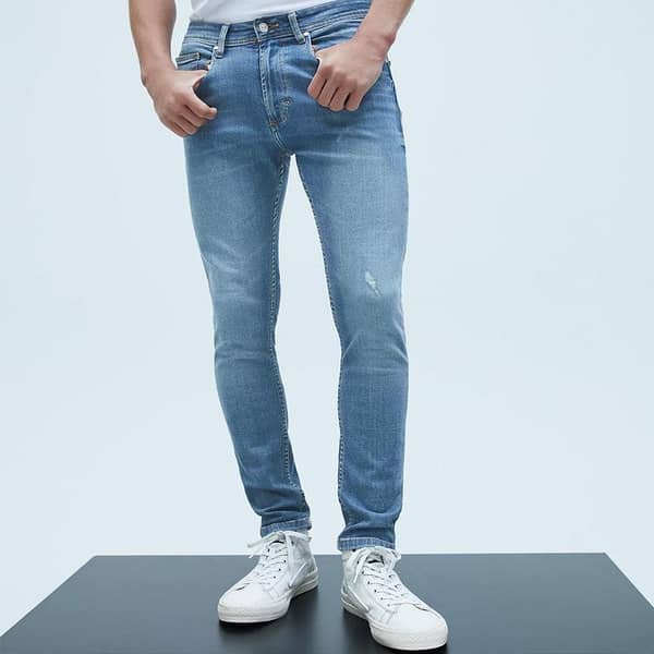 MAGUN MID WASH RIBBED DENIM PANT