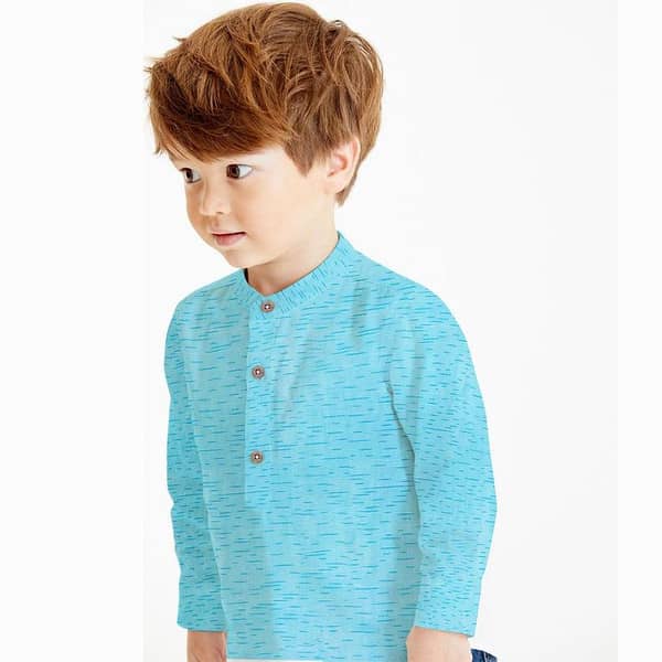 Self Printed Ferozi Blue Kurta Casual Shirt