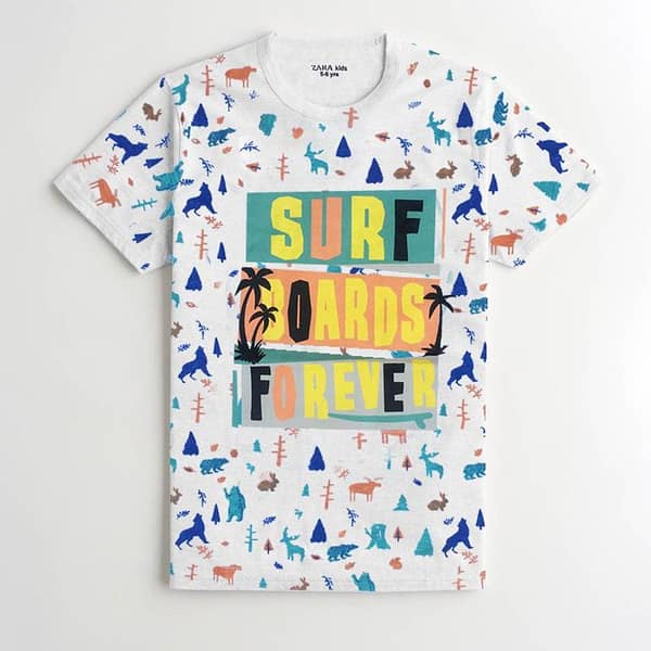 Printed White Kids Tee Shirt