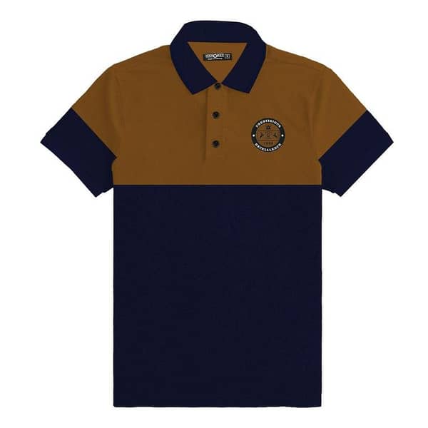 Signature Emb Luxury Panel Polo - Mustered Navy