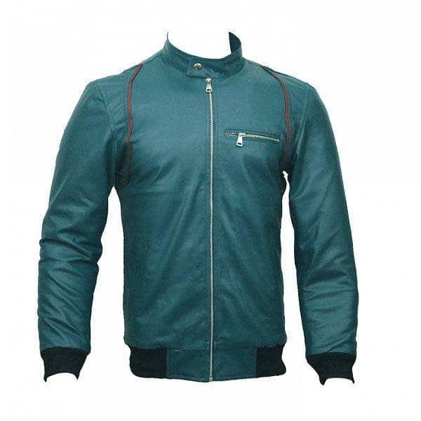 Men Slim Fit PU Leather Jacket Zinc A1