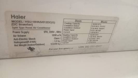 Haier 1.5 ton AC for Sale