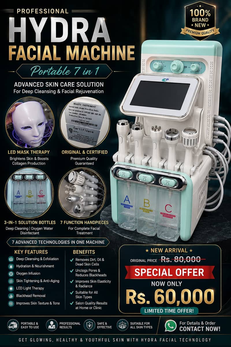 Portable Hydra Facial Machine | 7-in-1 Beauty Facial Machine 0