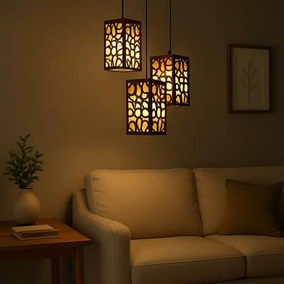 Golen wooden pendant light 40 inch Dark brown