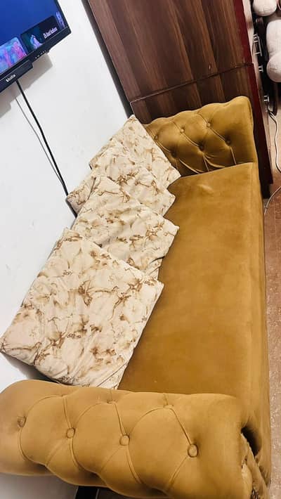 elegant velvet sofa mustard and golden
