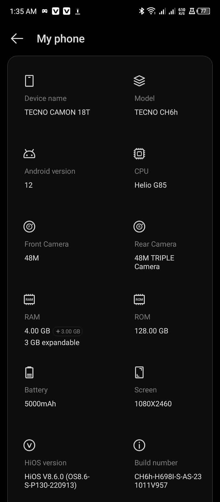 Tecno Camon 18 0