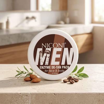 Niconi Men Enzyme De-Tan Pack for Face & Body – 300g