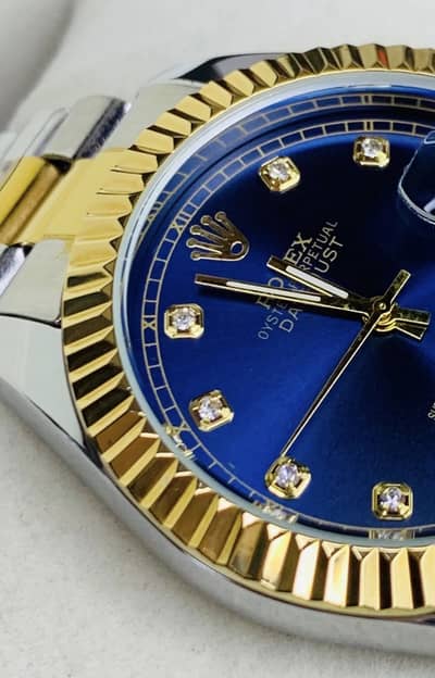 Rolex Royal Blue Diamond Datejust Two Tone Watch`  ---