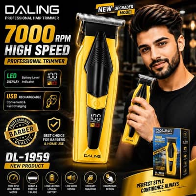 DALING DL-1959 Professional Hair Trimmer | 7000 RPM | USB Rechargeable