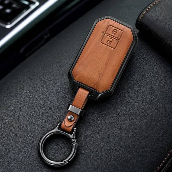 Suzuki Swift & Suzuki Fronx Premium Wooden Pattern Metal Key Cover With Keychain | Stylish Car Key