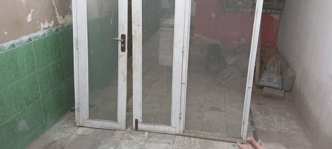 glass door wood