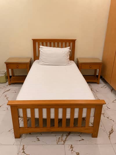 Single Bed Set with Mattress and side tables, dressing and mirror