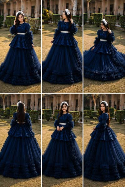 barbie blue frock with frill dopata