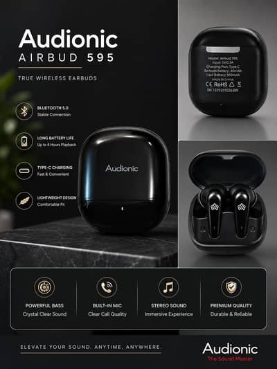Audionic Airpodsl 595 flip earbuds