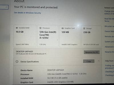 Hp pro book12th generation 16gb 256gb