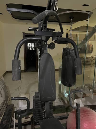 Multi-Station Home Gym Workout Machine – Weight Stack + Punching Bag