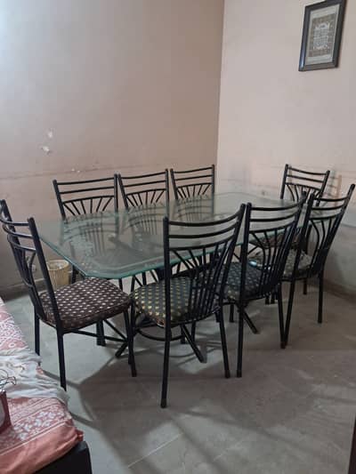 Big Size Iron Dining Table with 8 Chairs