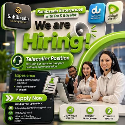 Telecom Call center agents Du & etisalat needed