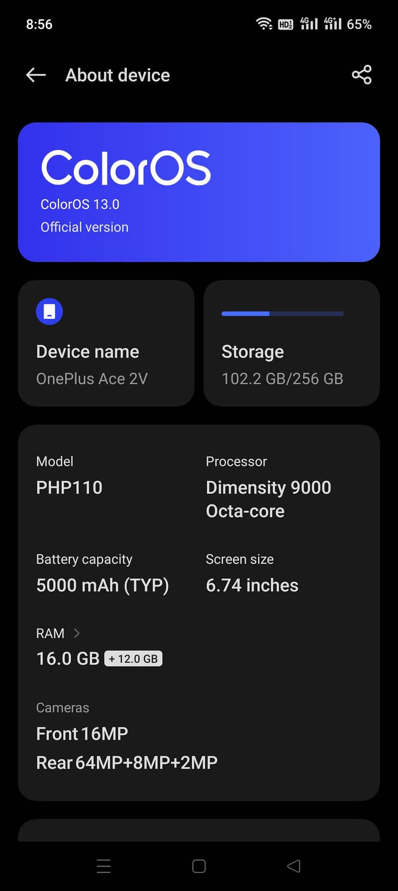 One Plus Ace 2V 0