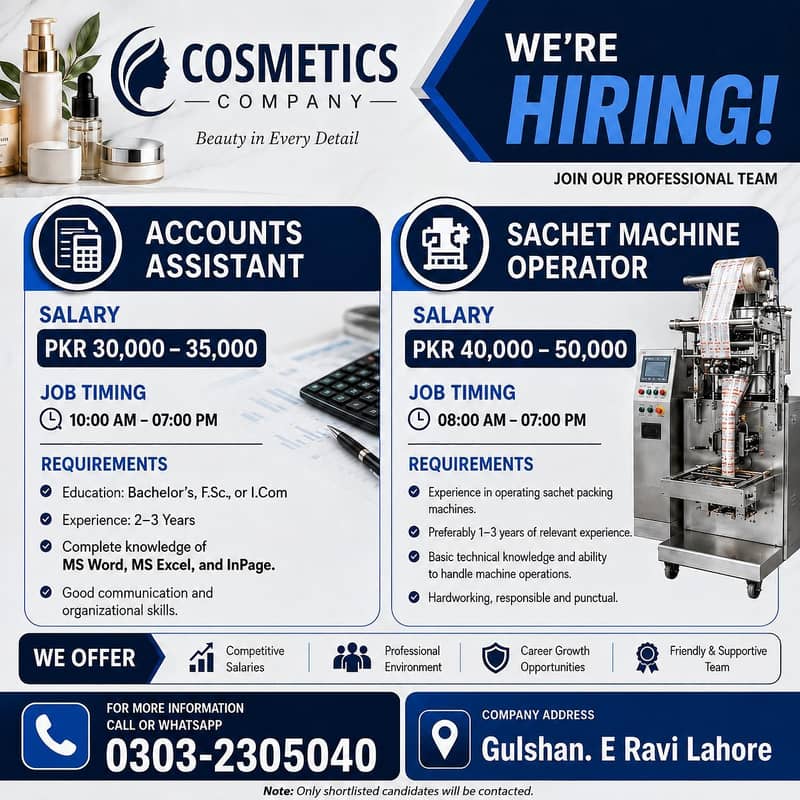 Accounts Assistant & Machine Operator 0