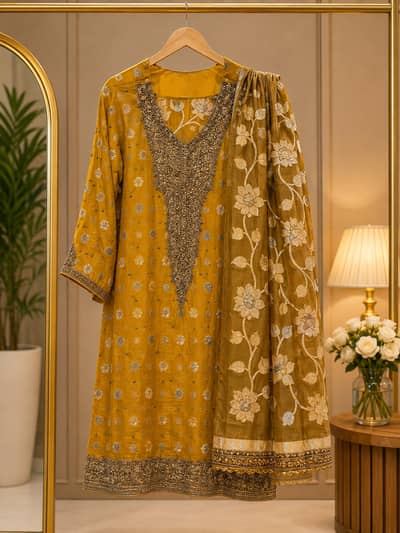 Golden Jamawar Elegance  | سنہری جامہ وار کلیکشن