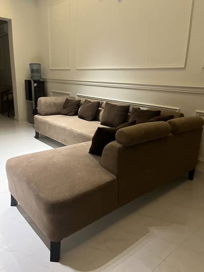 6 Seater L-Shape Bouclé Fabric Sofa