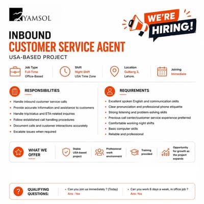 Inbound Customer Service Agent – Night Shift