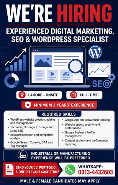 Digital Marketing Expert, SEO, GEO, required in Onsite