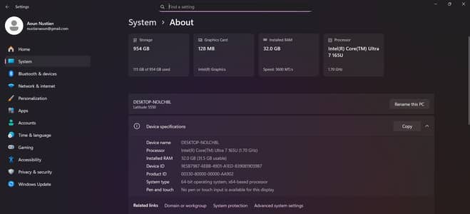 Dell lattitude 5550 ultra 7 165u 32 gb ram ddr5 1 tb ssd nvme