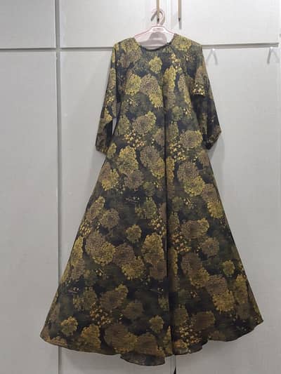 printed full flare abaya