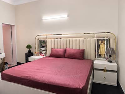 Luxury White Bedroom Set – Bed, Side Tables & Dressing Table