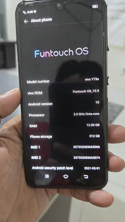 Vivo y73s 12/512 official pta