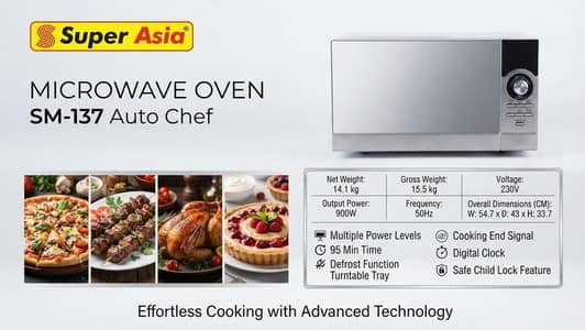 Super Asia Microwave Oven SM-137 Auto Chef ba