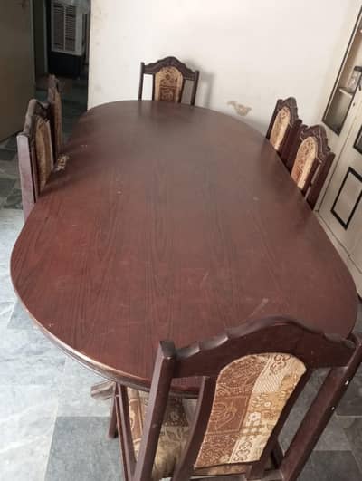Solid Wood 6-Seater Dining Table Set
