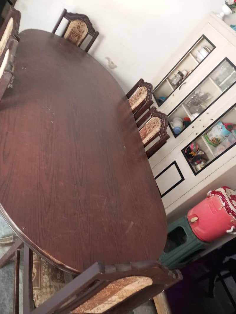 Solid Wood 6-Seater Dining Table Set 6