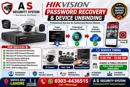 HIKVISION PASSWORD RECOVERY & DEVICE UNBINDING – LAHORE 03034436515
