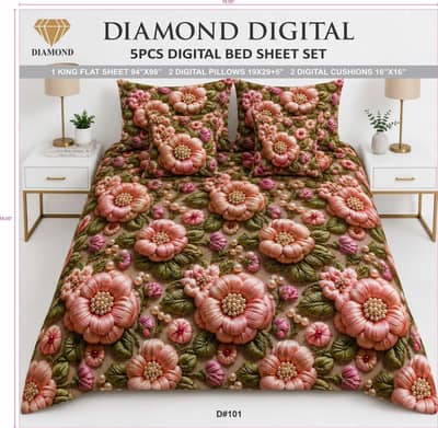 Diamond and bedior digital bed sheets set