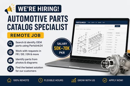 Remote Automotive Parts Catalog Specialist  Salary: 50,000–70,000 PKR