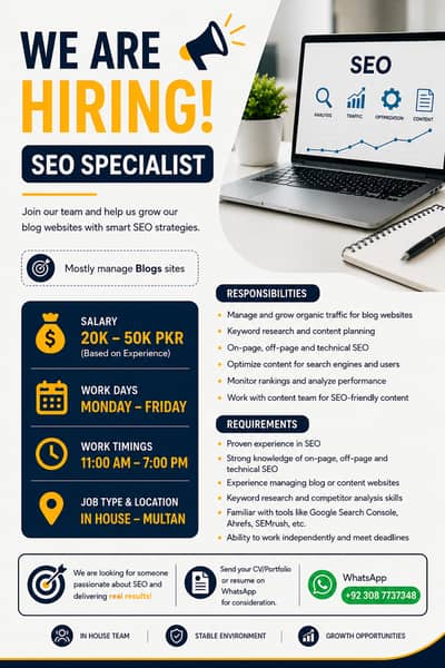 SEO Specialist – In-House, Multan