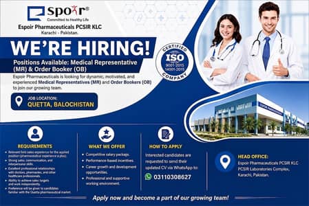 Hiring Medical Representative and Order Booker