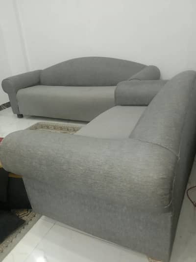 Grey 5-Seater Sofa Set – 3+2 Seater – Good Condition