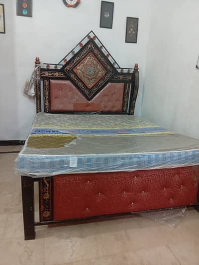 Iron double bed with mattress