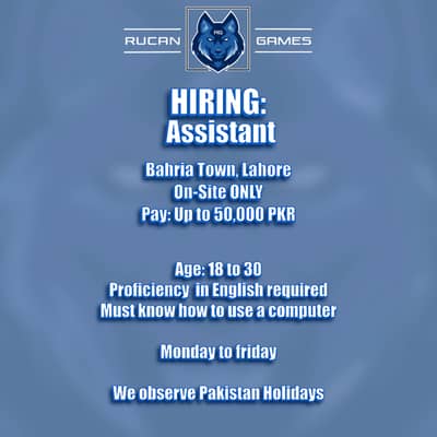 Hiring Assistant! Bahria town - on site only
