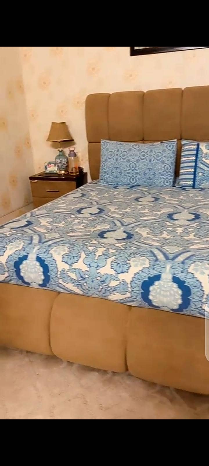 double bed with side table and sofa 1