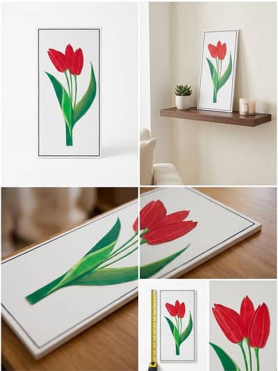 Red Tulip Acrylic Wall Art / Decorative Painting Panel