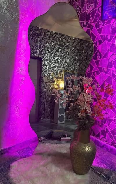 Complete Aesthetic Room Decor Set-LED Lights Mirror,Fur Rug & Vase