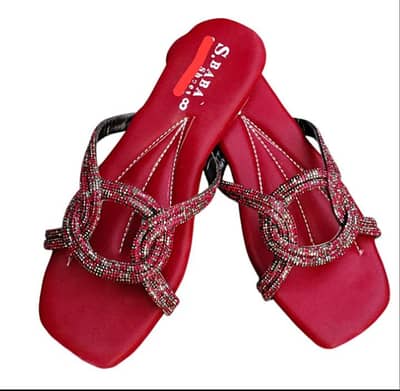 Stylish Red Fancy Flat Sandals for Women / Ladies - Brand New